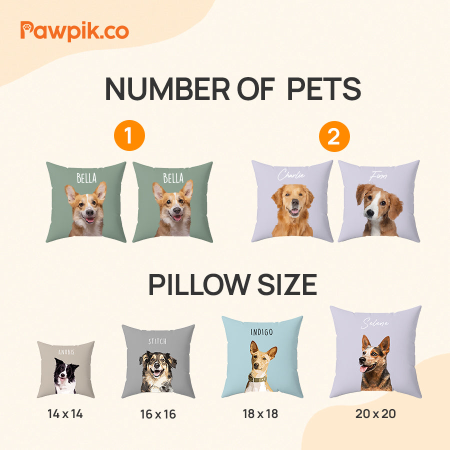 Super Adorable Custom Dog Portrait Cartoon Square Pillow - Gift For Pet Lovers