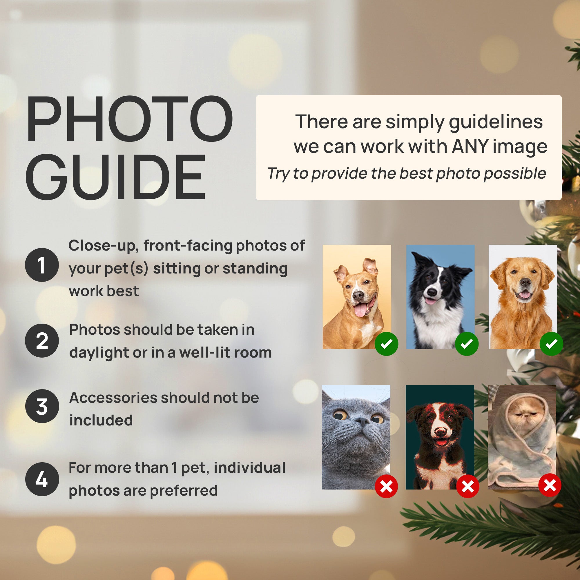 Custom Charming Pet Photo, Personalized One-Side Printed Glass Ornament - Christmas Gift For Pet Owners