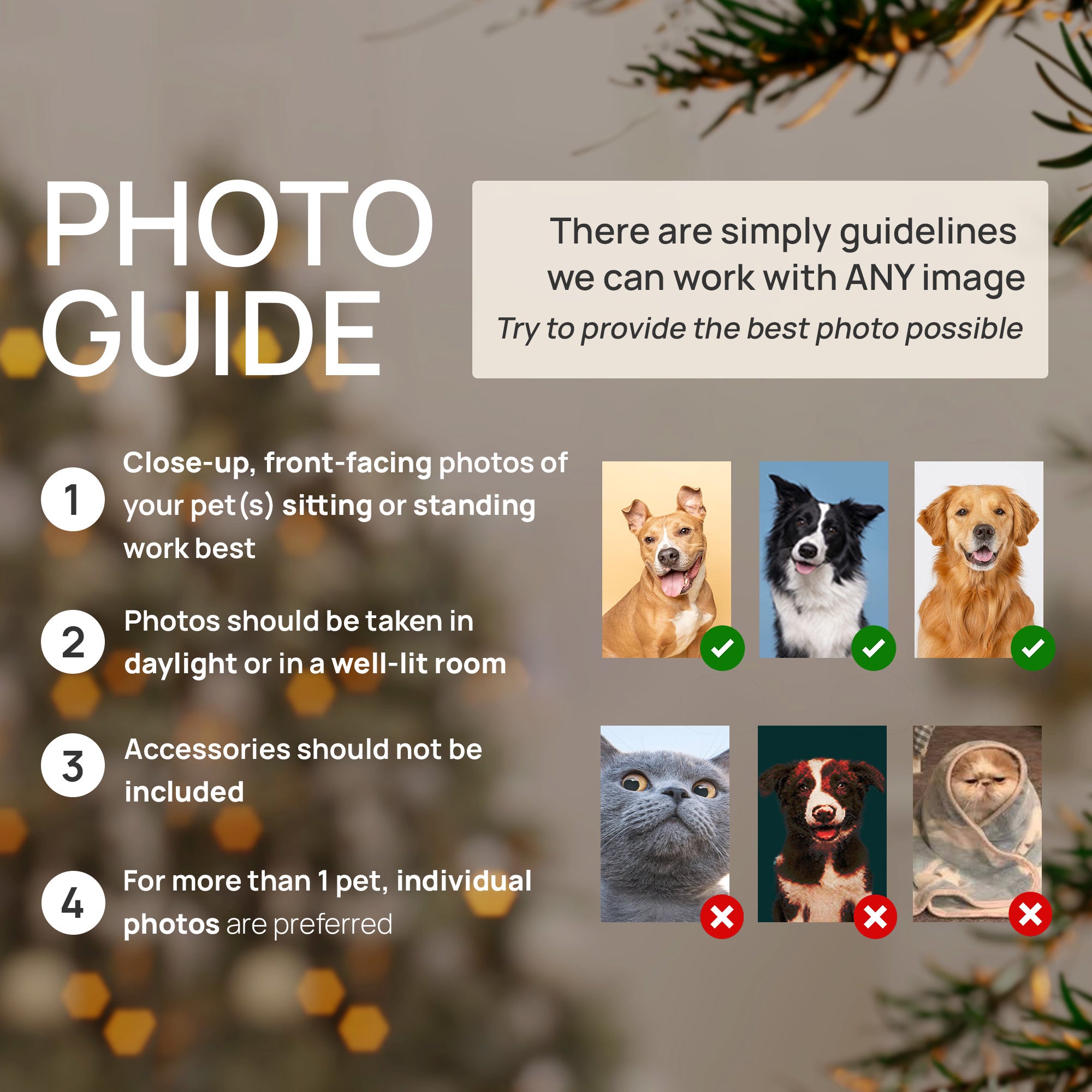 Custom Lovely Pet Photo, Personalized One-Side Printed Ceramic Ornament - Christmas Gift For Pet Lovers