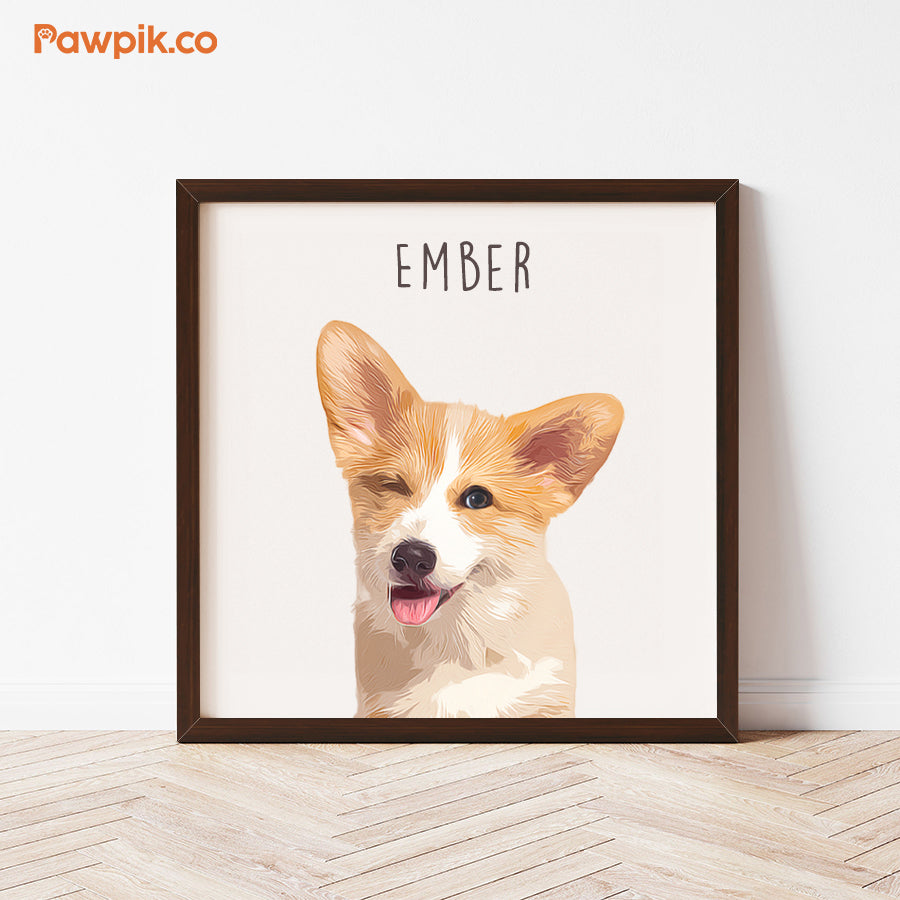 Super Adorable Customized Pet Cartoon Square Frame Poster - Gift For Dog Lovers