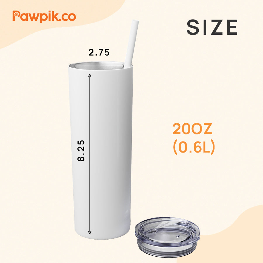 Personalized Super Cute Pet Portrait Tumbler with Straw - Gift for Cat Lovers