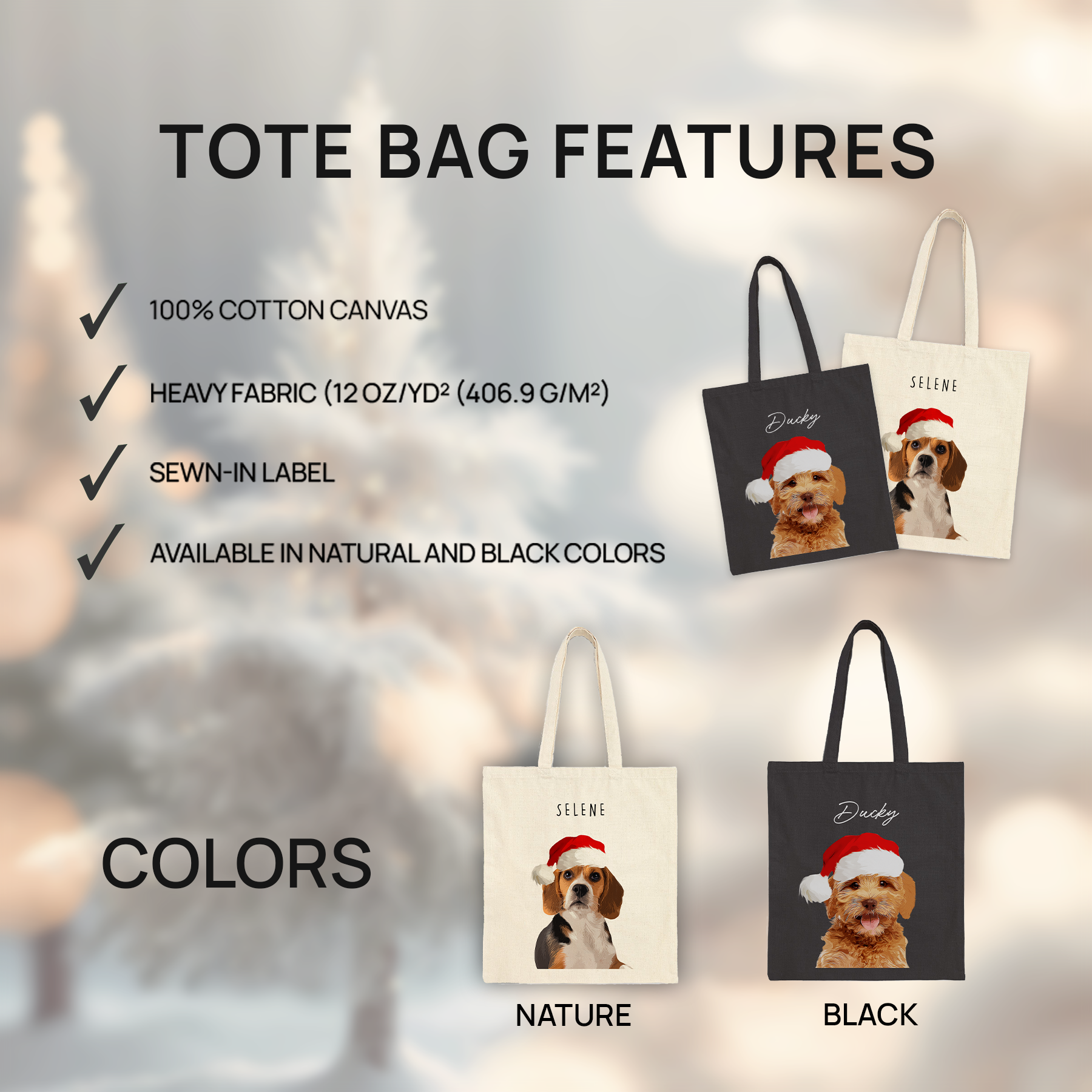 Custom Super Cute Pet Photo, Personalized Tote Bag - Christmas Gift For Pet Owners