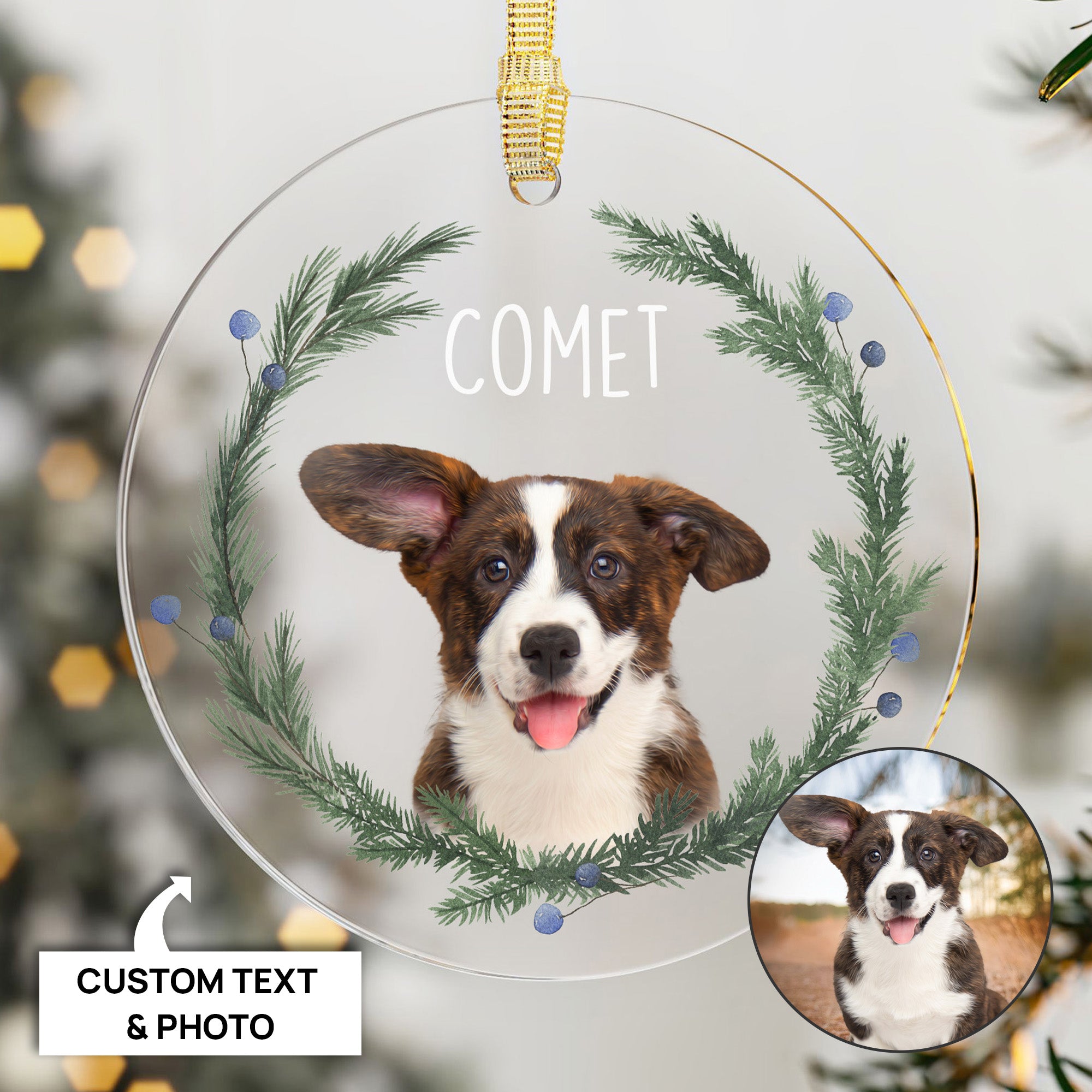 Custom Adorable Pet Photo, Personalized One-Side Printed Acrylic Ornament - Christmas Gift For Pet Lovers