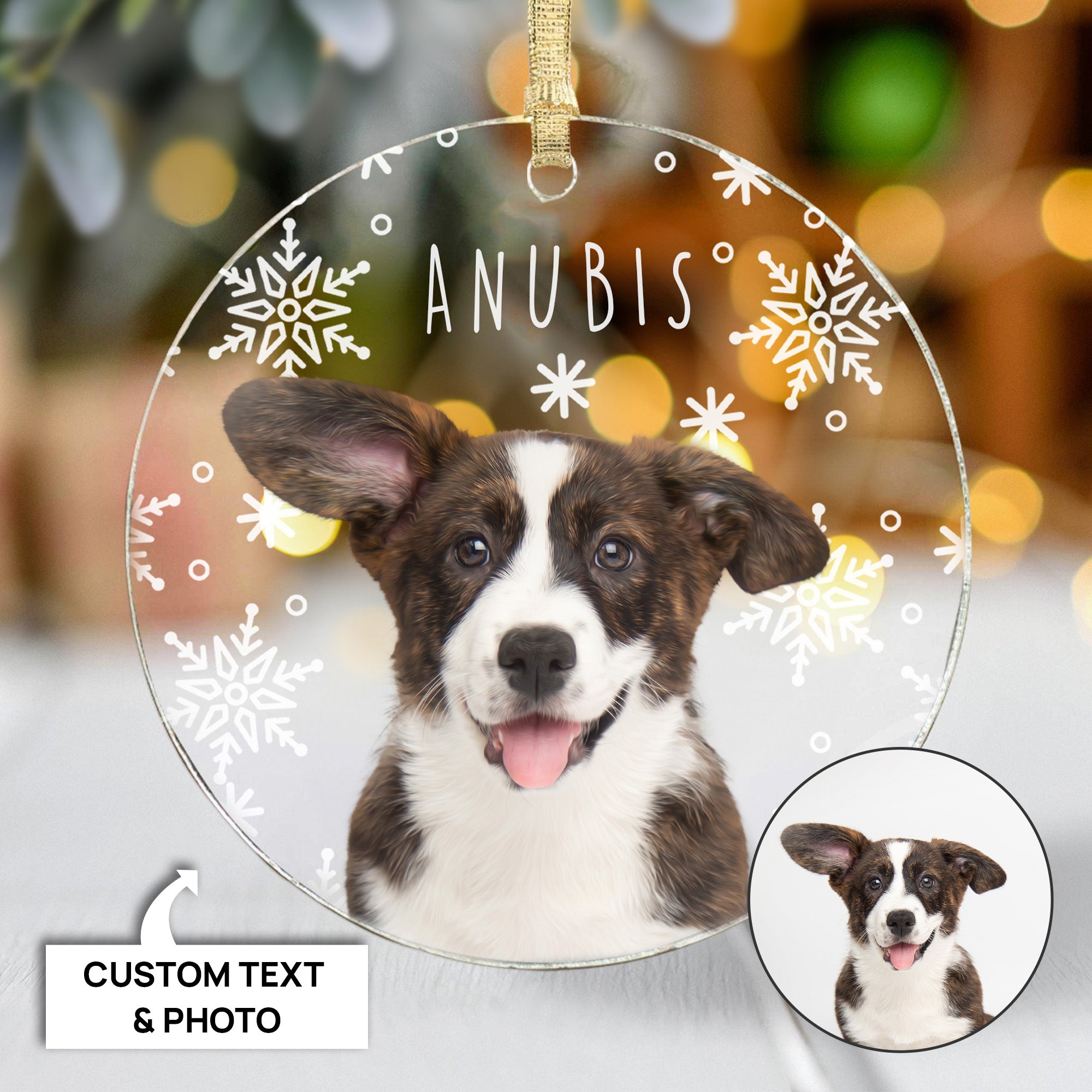 Custom Charming Pet Photo, Personalized One-Side Printed Snowflake Acrylic Ornament - Christmas Gift For Pet Owners