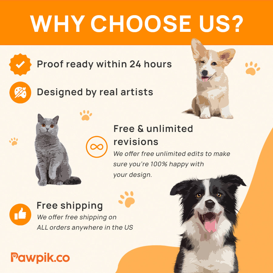 Super Cute Personalized Pet Square Poster - Gift For Dog & Cat Lovers